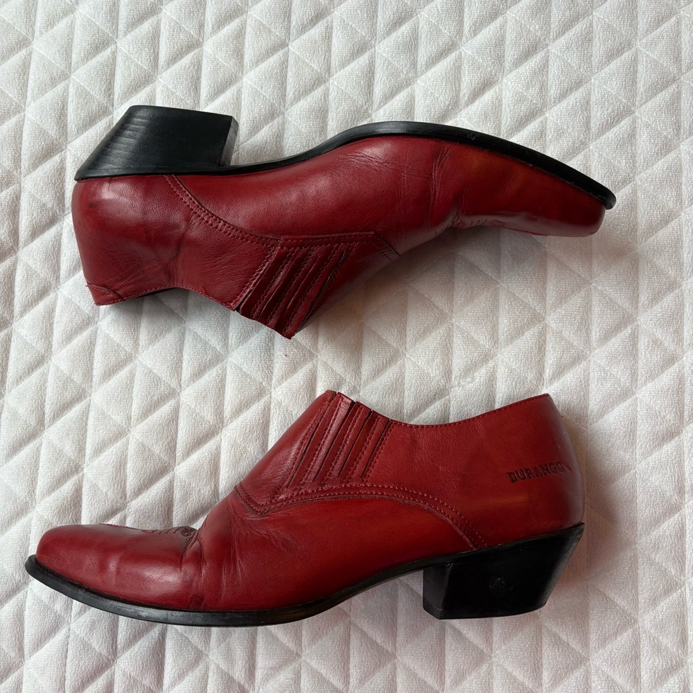 DURANGO Cowgirl Western Boho Ankle Booties Red Leather Slip On Women 9M RO3525 - Picture 5 of 16
